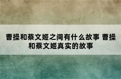 曹操和蔡文姬之间有什么故事 曹操和蔡文姬真实的故事